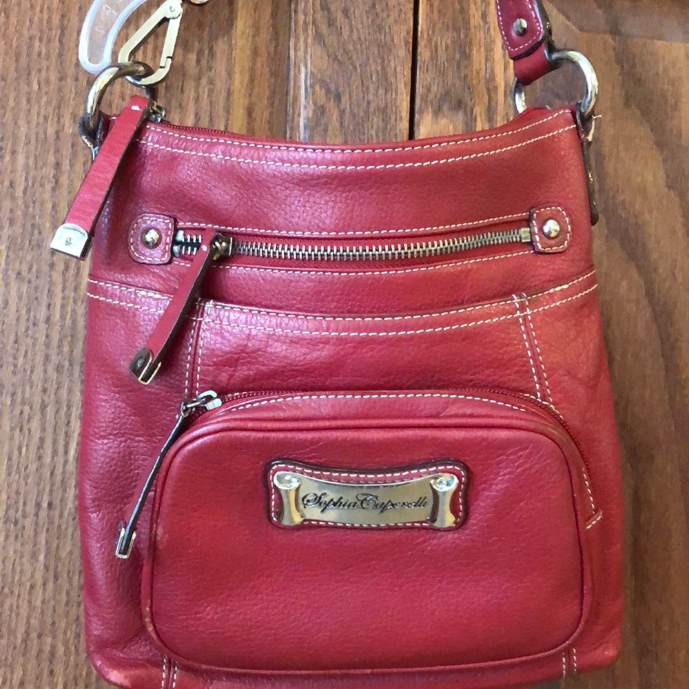 Red leather crossbody